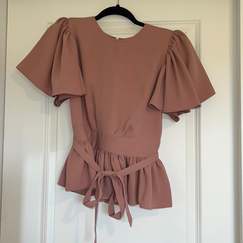 Express pink ruffle tie blouse
